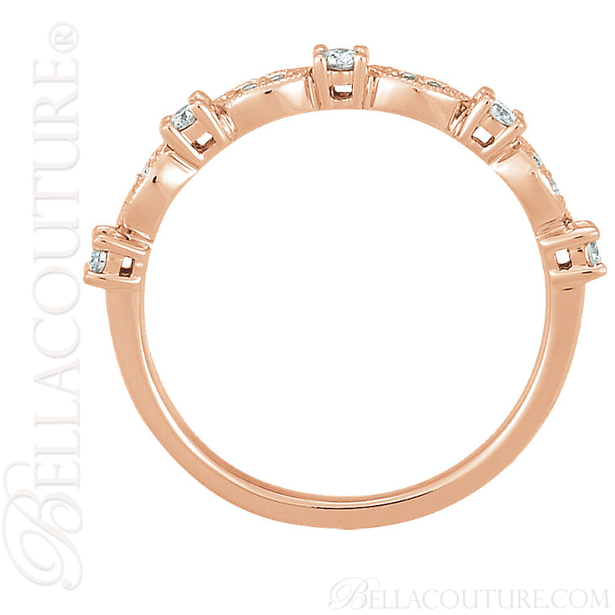 (NEW) BELLA COUTURE SOSA Fine Gorgeous Diamond 14K Rose Gold Stackable Ring (1/5 CT. TW.)
