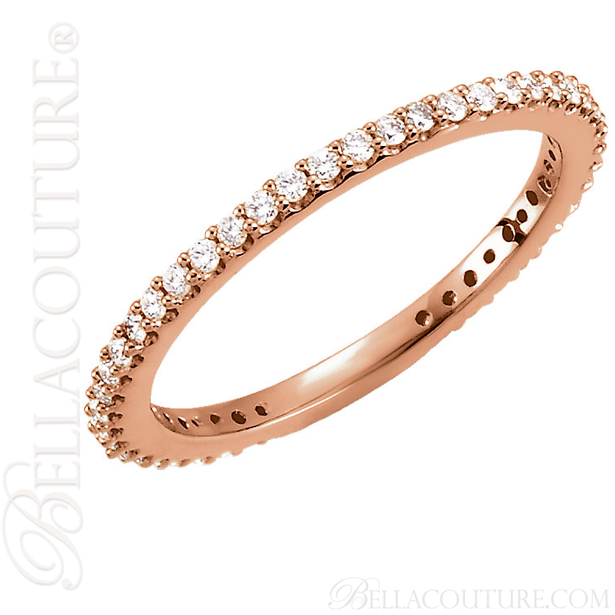 (NEW) BELLA COUTURE LINN Fine Gorgeous Diamond 14K Rose Gold Stackable Eternity Ring Band (1/3 CT. TW.)