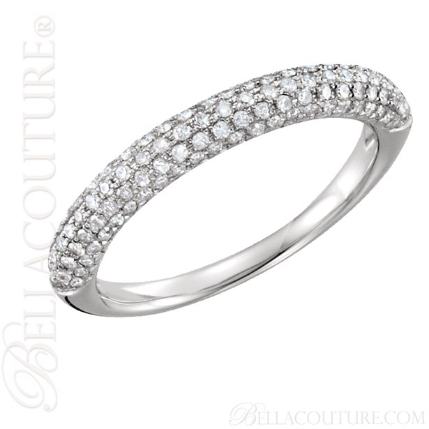 (NEW) BELLA COUTURE ERA Fine Gorgeous Micro Pave' Diamond 14K White Gold Ring Band (3/8 CT. TW.)