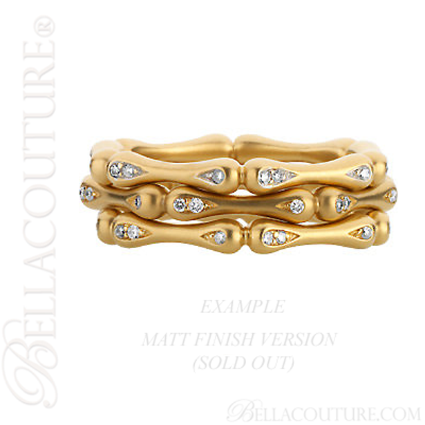 (NEW) BELLA COUTURE BAMBOO Fine Gorgeous Diamond 14K Yellow Gold Stackable Eternity Ring Band