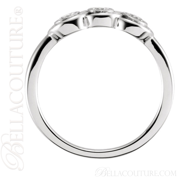 (NEW) BELLA COUTURE Fine Elegant Three Stone Diamond 14K White Gold Ring Band (1/3 CT. TW.)