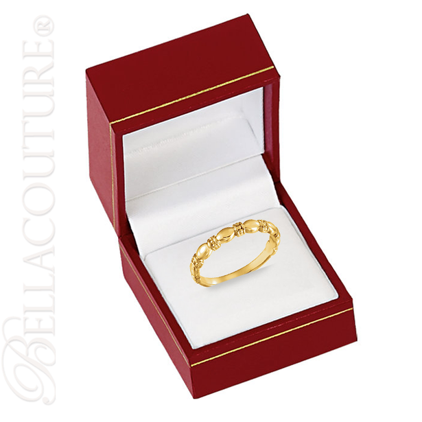 (NEW) BELLA COUTURE FINE ETRUSCAN BEADED SCALLOPED EDGE 14K YELLOW GOLD RING