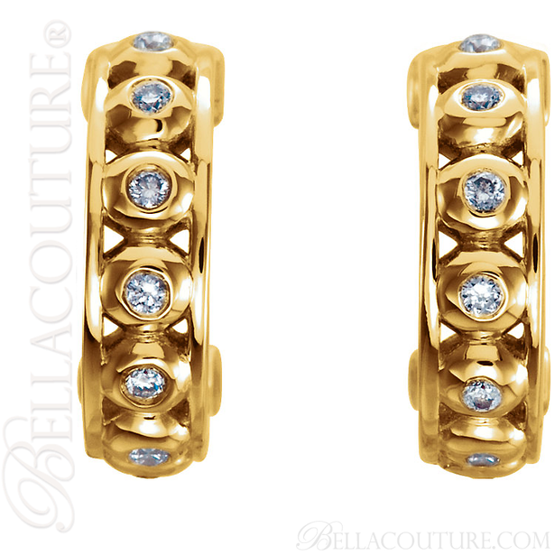 (NEW) BELLA COUTURE La SIMONE FINE OPEN FILIGREE DIAMOND 14K YELLOW GOLD EARRINGS (1/10 CT. TW.)