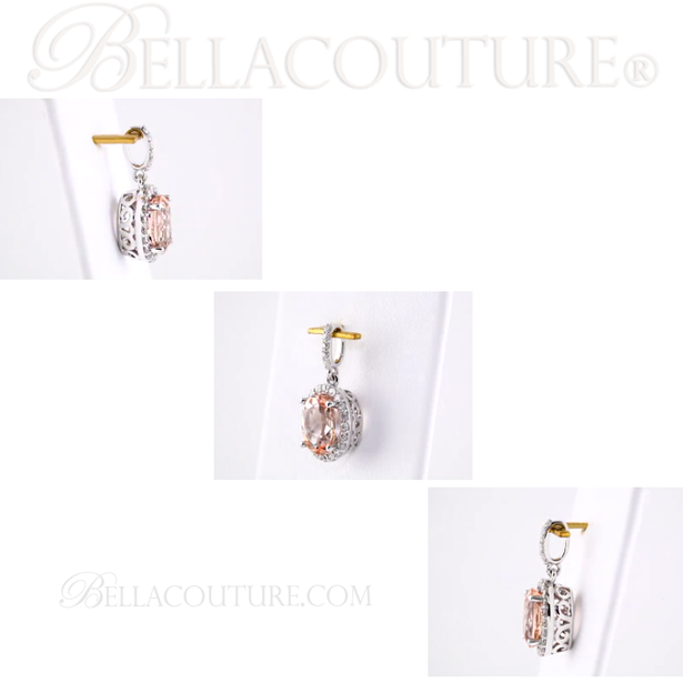 (NEW) BELLA COUTURE BELINNA Gorgeous Pink Morganite Pave' Diamond 14K White Gold Ring (1/5 CT. TW.)