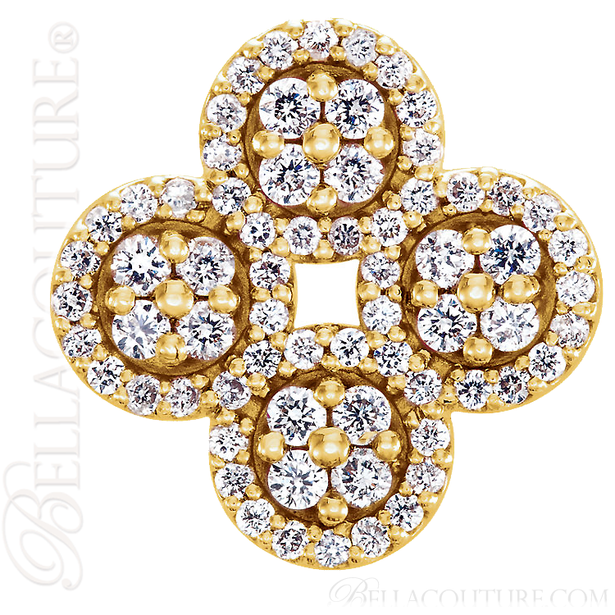(NEW) BELLA COUTURE ETRUSCAN Pave Diamond 14K Yellow Gold Clover Earrings (1/2 CT. TW.)