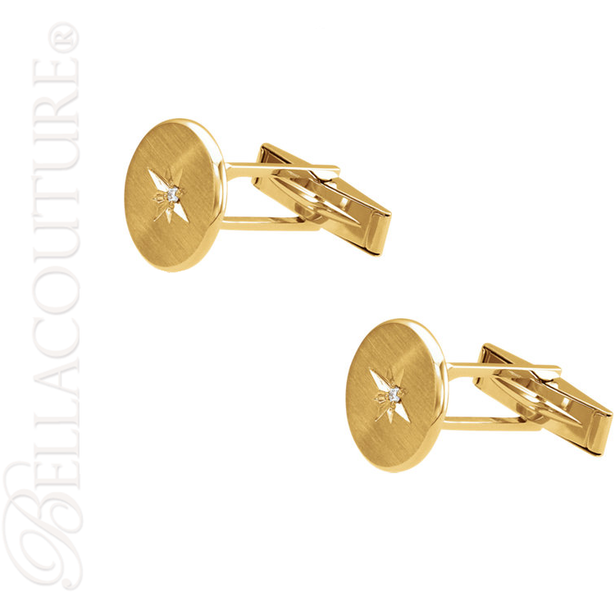 (NEW) BELLA COUTURE® MEN'S COLIN Fine Diamond 14K Yellow Gold CUFFLINKS I CUFF LINKS