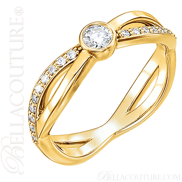 (NEW) BELLA COUTURE BALIENNA Fine Diamond Bezel Set 14K Yellow Gold Ring Band (1/3 CT. TW.)