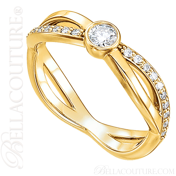 (NEW) BELLA COUTURE BALIENNA Fine Diamond Bezel Set 14K Yellow Gold Ring Band (1/3 CT. TW.)