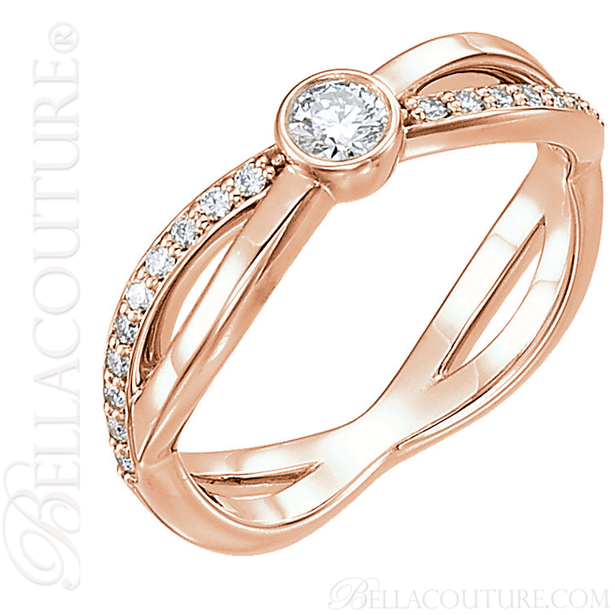 (NEW) BELLA COUTURE BALIENNA Fine Diamond Bezel Set 14K Rose Gold Ring Band (1/3 CT. TW.)