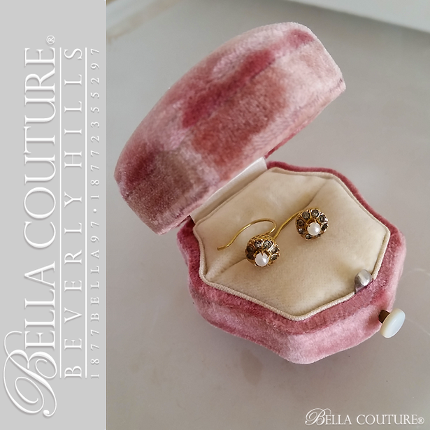 SOLD! - (ANTIQUE) Rare Gorgeous Georgian Victorian Filigree Smokey Quartz Paste Gemstone Cultured Freshwater Pearl 18K Yellow Gold Cluster Earrings c. 1770 - 1838