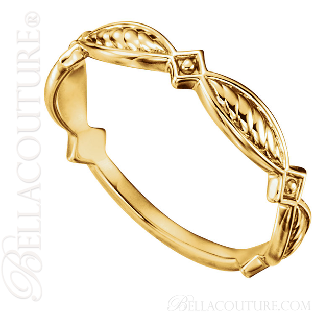 (NEW) BELLA COUTURE ETRUSCAN Fine Gorgeous Yellow Gold Beaded Diamond Ring