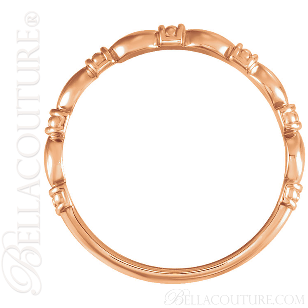 (NEW) BELLA COUTURE FINE ETRUSCAN BEADED SCALLOPED EDGE 14K ROSE GOLD RING