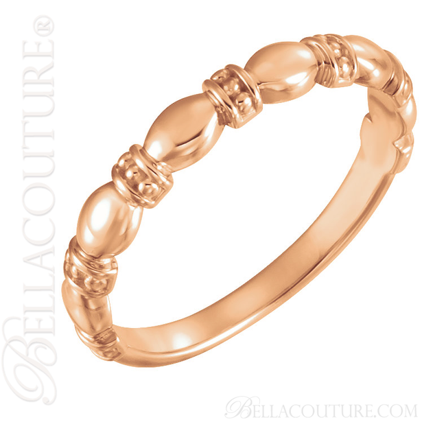 (NEW) BELLA COUTURE FINE ETRUSCAN BEADED SCALLOPED EDGE 14K ROSE GOLD RING