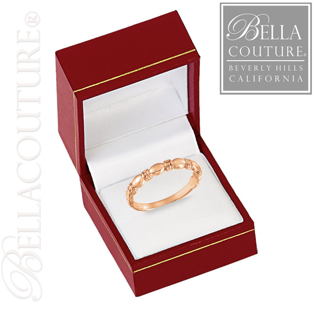 (NEW) BELLA COUTURE FINE ETRUSCAN BEADED SCALLOPED EDGE 14K ROSE GOLD RING
