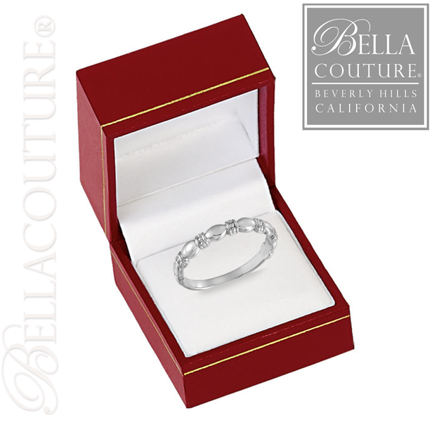 \(NEW) BELLA COUTURE FINE ETRUSCAN BEADED SCALLOPED EDGE 14K WHITE GOLD RING