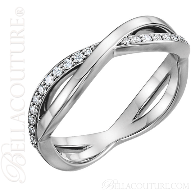 (NEW) BELLA COUTURE BALIENNA Fine Gorgeous Diamond White Gold Open Woven Eternity Ring (1/5 CT. TW.)