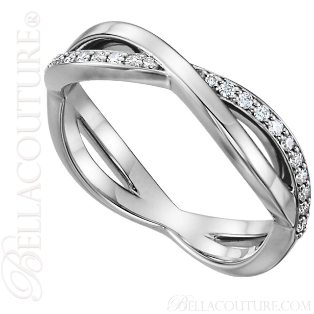 (NEW) BELLA COUTURE BALIENNA Fine Gorgeous Diamond White Gold Open Woven Eternity Ring (1/5 CT. TW.)