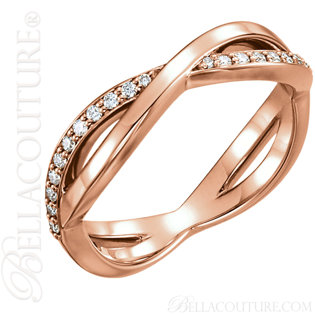 (NEW) BELLA COUTURE BALIENNA Fine Gorgeous Diamond Rose Gold Open Woven Eternity Ring (1/5 CT. TW.)