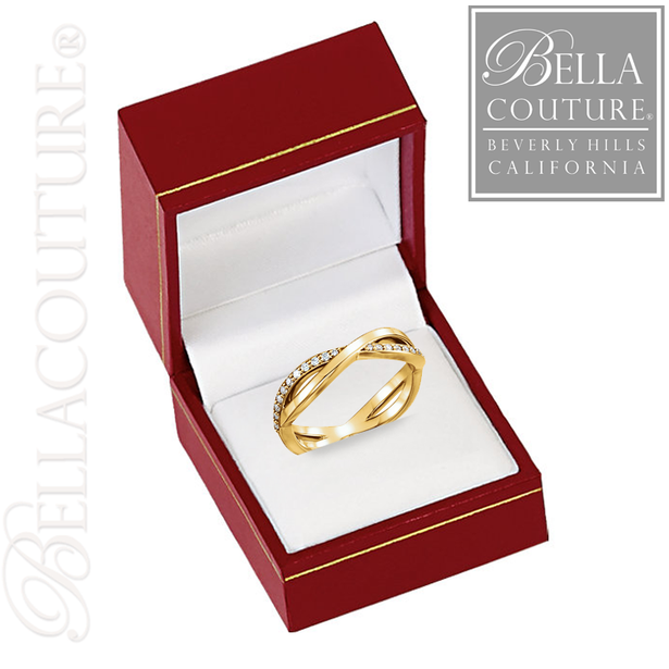 (NEW) BELLA COUTURE BALIENNA Fine Gorgeous Diamond Yellow Gold Open Woven Eternity Ring (1/5 CT. TW.)