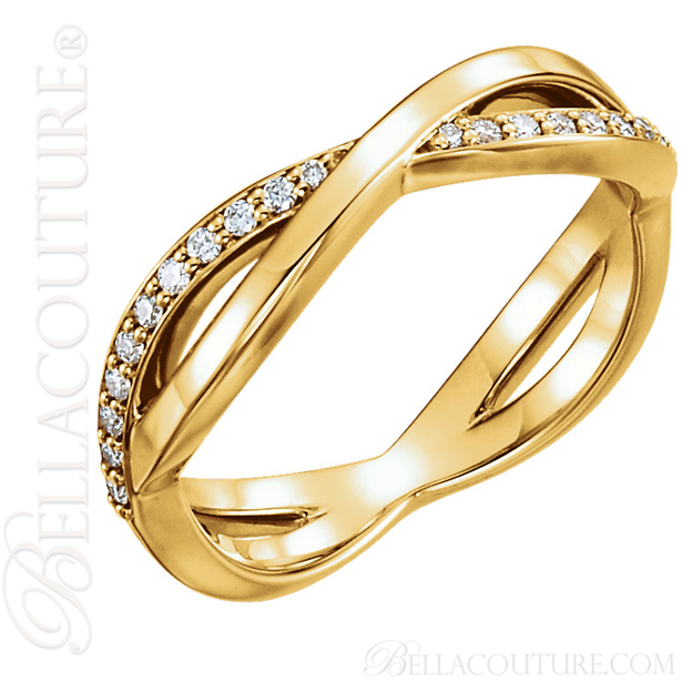 (NEW) BELLA COUTURE BALIENNA Fine Gorgeous Diamond Yellow Gold Open Woven Eternity Ring (1/5 CT. TW.)