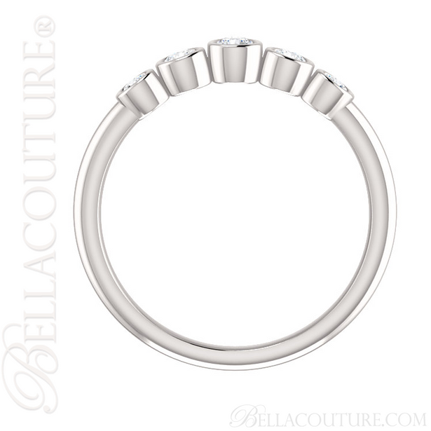 (NEW) BELLA COUTURE CORINA II Fine Graduated Five Diamond Bezel Set 14K White Gold Ring Band (1/4 CT. TW.)