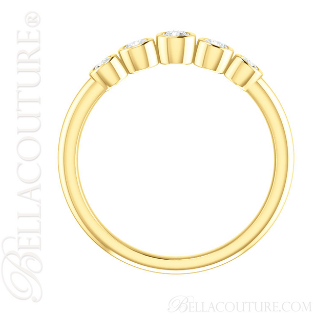 (NEW) BELLA COUTURE CORINA II Fine Graduated Five Diamond Bezel Set 14K Yellow Gold Ring Band (1/4 CT. TW.)