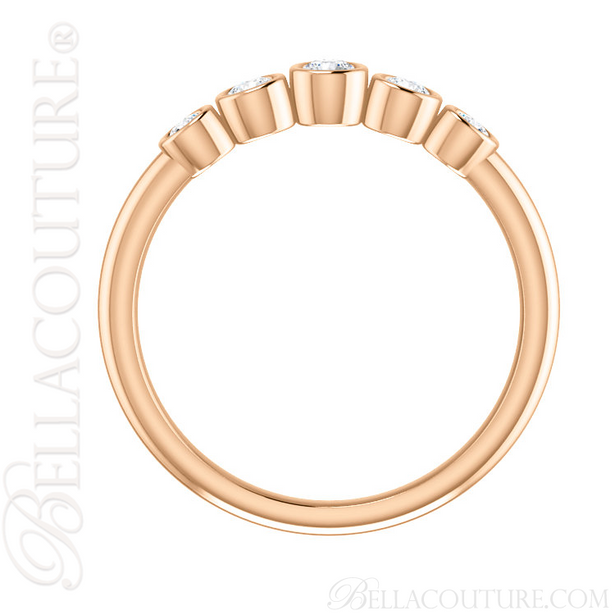(NEW) BELLA COUTURE CORINA II Fine Graduated Five Diamond Bezel Set 14K Rose Gold Ring Band (1/4 CT. TW.)