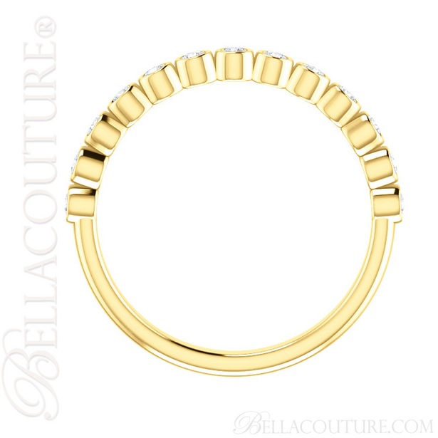 (NEW) BELLA COUTURE BEILSON Fine Diamond Bezel Set 14K Yellow Gold Stackable Ring Band (1/4 CT. TW.)