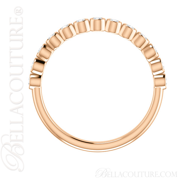 (NEW) BELLA COUTURE BEILSON Fine Diamond Bezel Set 14K Rose Gold Stackable Ring Band (1/4 CT. TW.)