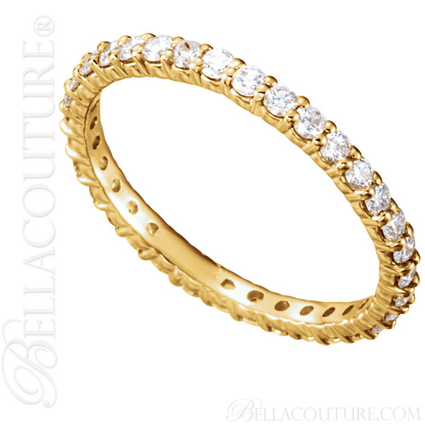 (NEW) BELLA COUTURE La NORA Fine Diamond Prong Set 14K Yellow Gold Eternity Ring Band (1 CT.  TW.)