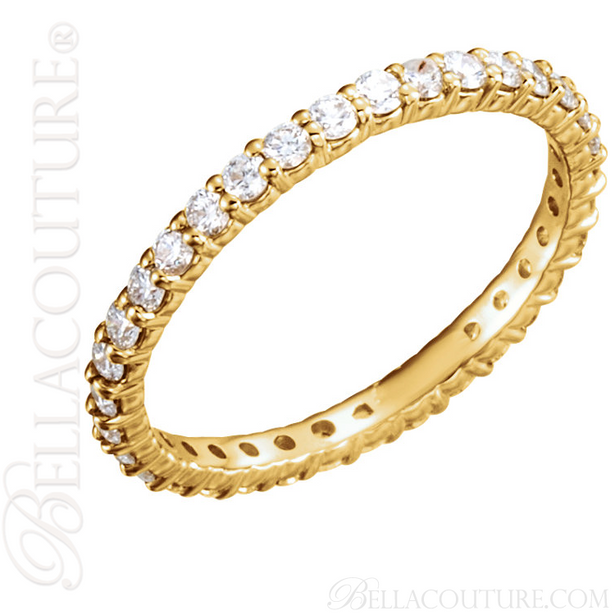 (NEW) BELLA COUTURE La NORA Fine Diamond Prong Set 14K Yellow Gold Eternity Ring Band (1 CT.  TW.)