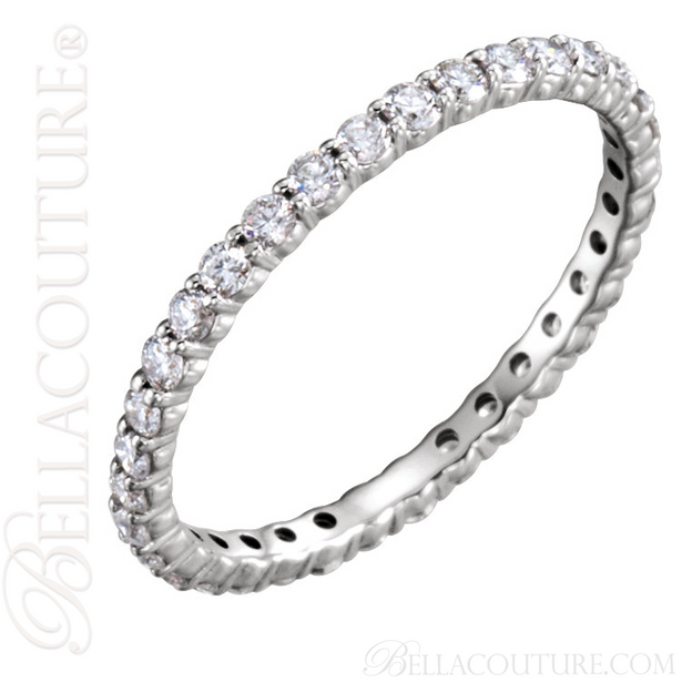 (NEW) BELLA COUTURE La NORA Fine Diamond Prong Set 18K White Gold Eternity Ring Band (3/4 CT. TW.)