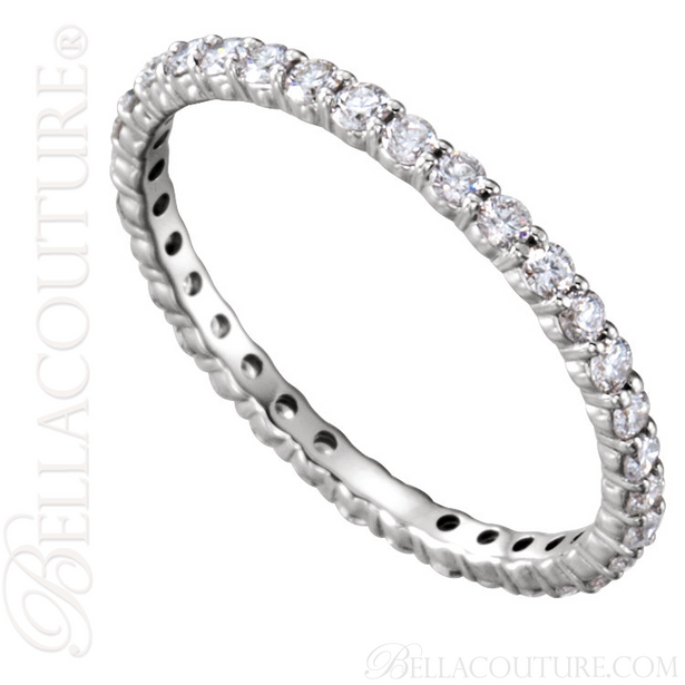 (NEW) BELLA COUTURE La NORA Fine Diamond Prong Set 18K White Gold Eternity Ring Band (3/4 CT. TW.)