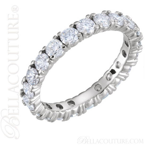 (NEW) BELLA COUTURE STUNNING La NORA Fine Diamond Prong Set 14K White Gold Eternity 2.75MM Wide Ring Band (1.5CT. TW.)