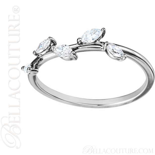 (NEW) BELLA COUTURE De VINE Fine Marquise Diamond 14K White Gold Ring Band (1/3 CT. TW.)