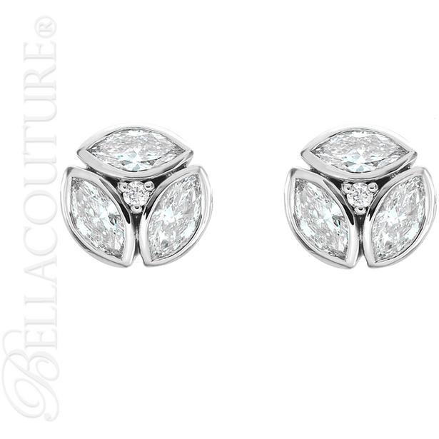 (NEW) BELLA COUTURE De VINE Marquise Cut Diamond PLATINUM™ Bezel Set Stud Earrings (1/2 CT. TW.)