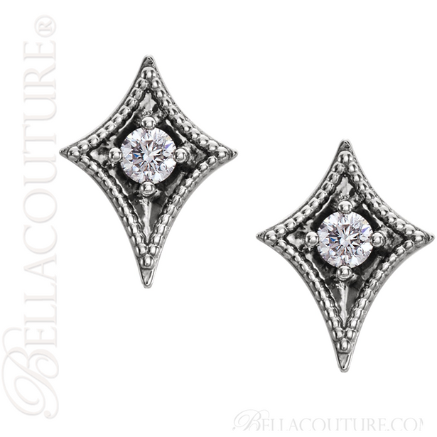(NEW) BELLA COUTURE La VITA Demure Milgrain Diamond PLATINUM™ Stud Earrings
