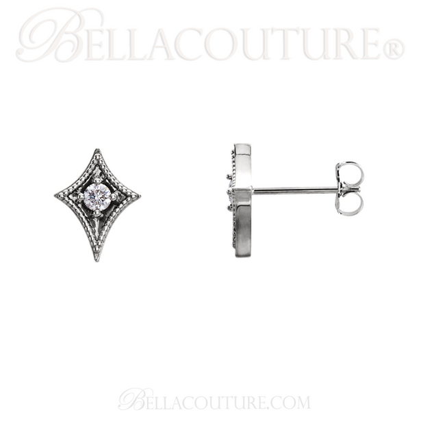 (NEW) BELLA COUTURE La VITA Demure Milgrain Diamond PLATINUM™ Stud Earrings