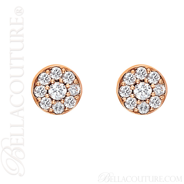 (NEW) BELLA COUTURE BRILLIANTE Diamond Cluster 14K Rose Gold Stud Earrings (1/2 CT. TW.)