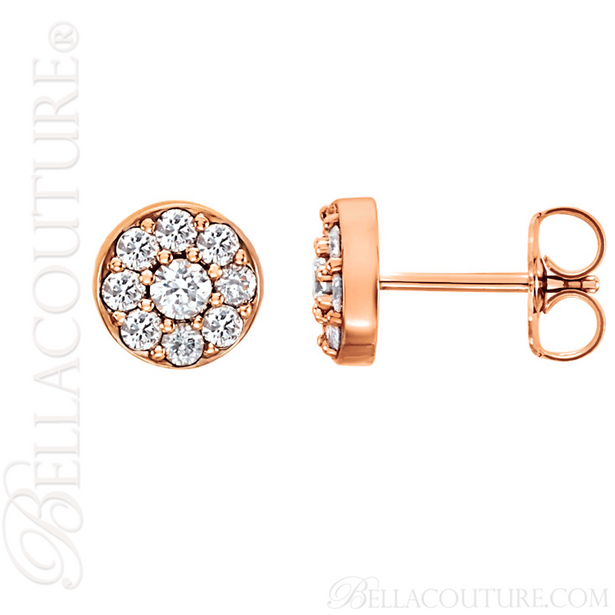 (NEW) BELLA COUTURE BRILLIANTE Diamond Cluster 14K Rose Gold Stud Earrings (1/2 CT. TW.)