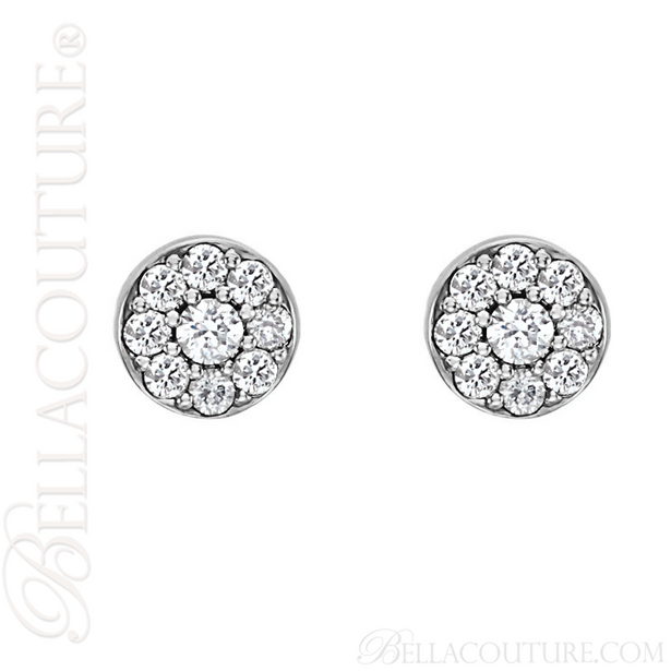 (NEW) BELLA COUTURE BRILLIANTE Diamond Cluster 14K White Gold Stud Earrings (1/2 CT. TW.)