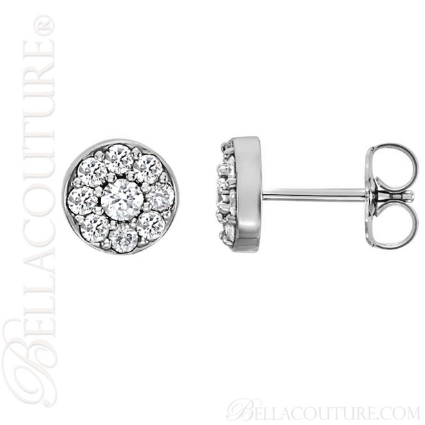 (NEW) BELLA COUTURE BRILLIANTE Diamond Cluster 14K White Gold Stud Earrings (1/2 CT. TW.)