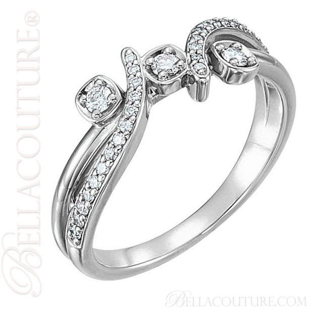 (NEW) BELLA COUTURE LILLY Fine Diamond Prong Set 14K White Gold Eternity Ring Band (1/5 CT. TW.)