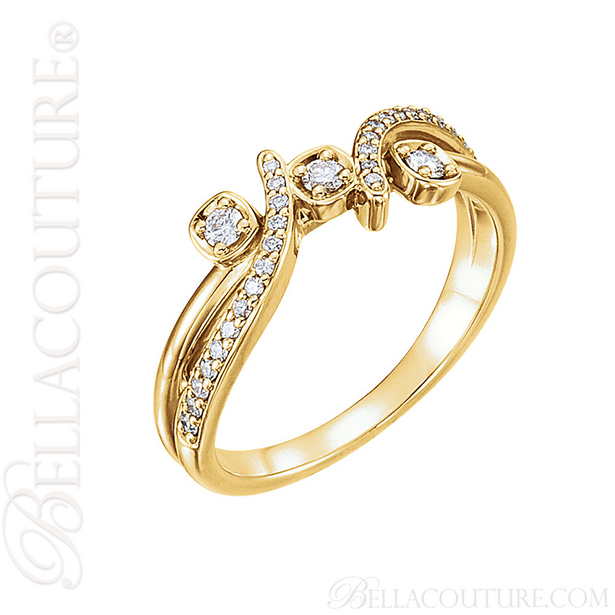 (NEW) BELLA COUTURE LILLY Fine Diamond Prong Set 14K Yellow Gold Eternity Ring Band (1/5 CT. TW.)