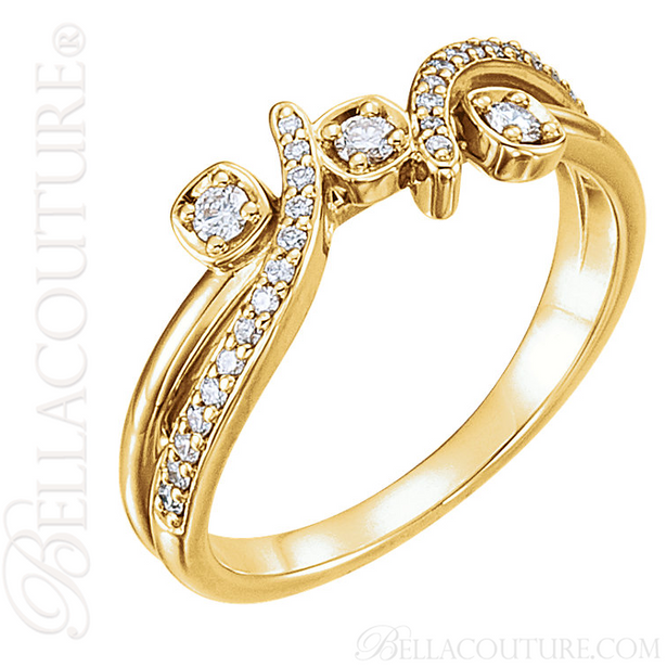 (NEW) BELLA COUTURE LILLY Fine Diamond Prong Set 14K Yellow Gold Eternity Ring Band (1/5 CT. TW.)