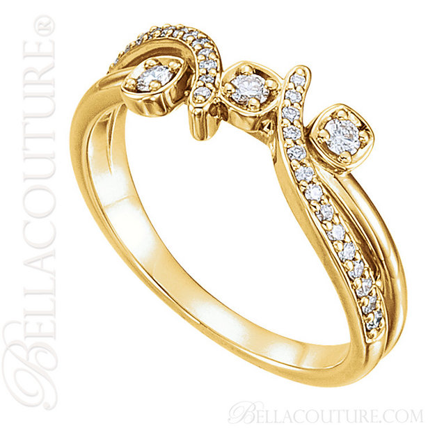 (NEW) BELLA COUTURE LILLY Fine Diamond Prong Set 14K Yellow Gold Eternity Ring Band (1/5 CT. TW.)