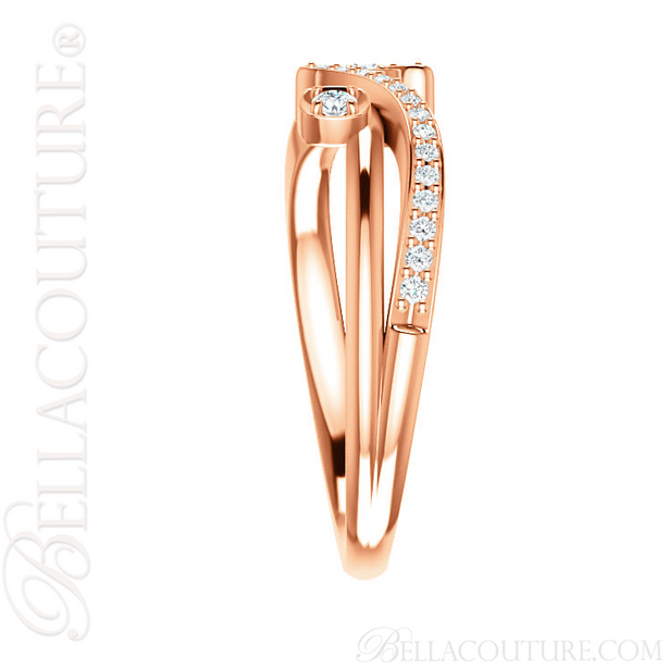 (NEW) BELLA COUTURE LILLY Fine Diamond Prong Set 14K Rose Gold Eternity Ring Band (1/5 CT. TW.)