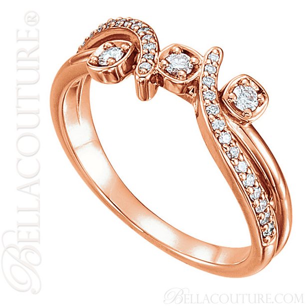 (NEW) BELLA COUTURE LILLY Fine Diamond Prong Set 14K Rose Gold Eternity Ring Band (1/5 CT. TW.)