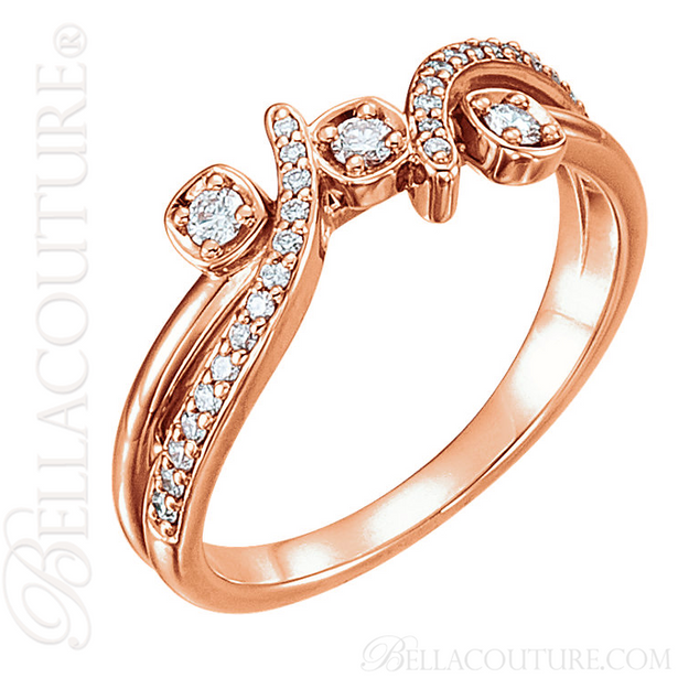 (NEW) BELLA COUTURE LILLY Fine Diamond Prong Set 14K Rose Gold Eternity Ring Band (1/5 CT. TW.)