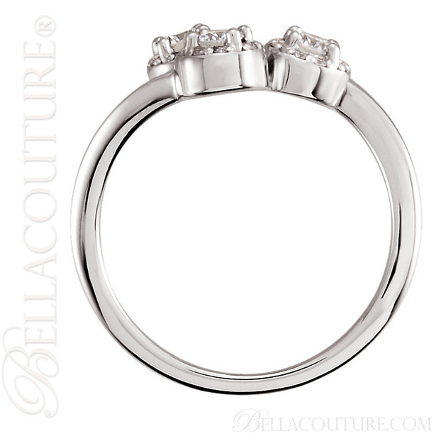 (NEW) BELLA COUTURE Fine 3 Stone HALO Diamond 14K White Gold Eternity Ring Band (3/8 CT. TW.)